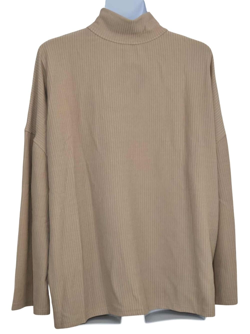 Cozy Casual Beige Ribbed Turtleneck Long Sleeve Top Size 3X NWT